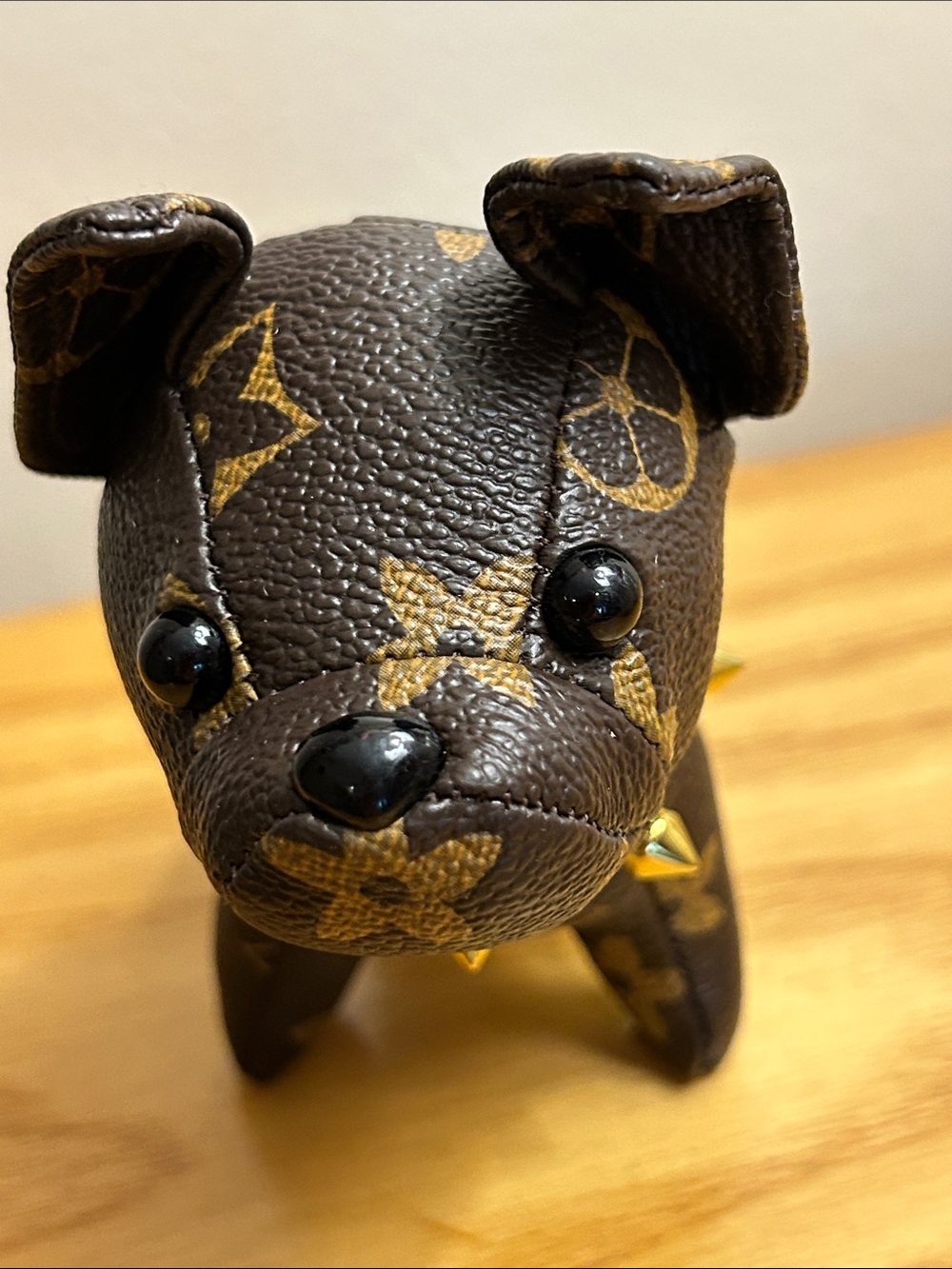 Designer-Inspired Brown Monogram Dog Keychain Accessory - Picture 3 of 4
